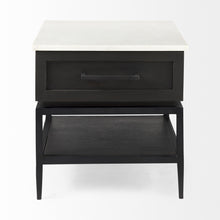 Load image into Gallery viewer, Marble Square End Table With Drawer And Shelf - Black And White