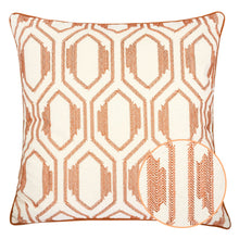 Load image into Gallery viewer, Geometric Embroidered Throw Pillow - Rust