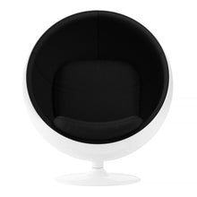 Load image into Gallery viewer, 42" Fiberglass And Cotton Swivel Egg Chair - Black / White