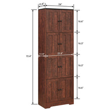 Load image into Gallery viewer, Tall Storage Cabinet With 8 Doors And 4 Shelves, Wall Storage Cabinet For Living Room, Kitchen, Office, Bedroom, Bathroom