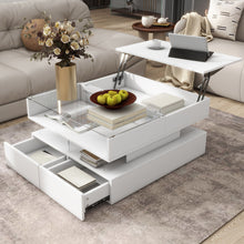 Load image into Gallery viewer, Lift Top Coffee Table With 2 Drawers, Hidden Space And LED Lights For Living Room