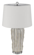 Load image into Gallery viewer, Glass Novelty Table Lamp With White Empire Shade - Nickel