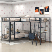 Load image into Gallery viewer, L-Shaped Twin Over Twin Bunk Bed With Twin Size Loft Bed With Desk And Shelf - Brown