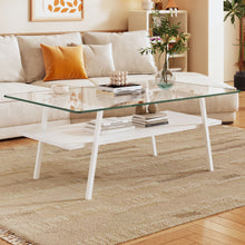 Load image into Gallery viewer, Rectangle Coffee Table, Tempered Glass Tabletop With Metal Legs, Modern Table For Living Room