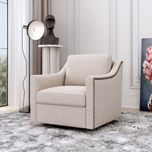 Load image into Gallery viewer, 360 Degree Swivel Armchair, Skin Friendly Fabric, Ergonomic Design, Brass Nail Decorative Armchair