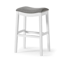 Load image into Gallery viewer, UpholsteRed / Solid Wood Backless Bar Height Bar Chair - Light Gray / White