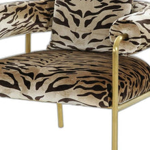 Load image into Gallery viewer, 100% Polyester Animal Print Arm Chair - Beige, Black And Gold