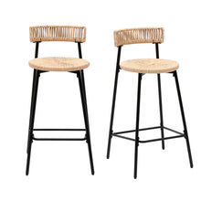 Load image into Gallery viewer, Boho Style Handwoven Paper Rope Counter Stools (Set of 2)
