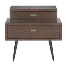 Load image into Gallery viewer, Pedestal End Table With Two Drawers - Brown