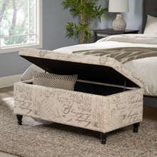 Load image into Gallery viewer, Parisian Upholstered Fabric Storage Ottoman - Beige / Reclaimed Natural