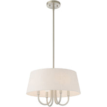 Load image into Gallery viewer, 20" Four Light Metal Dimmable Chandelier With Shades - Nickel / Cream