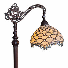 Load image into Gallery viewer, Traditional Shaped Floor Lamp With White Tiffany Glass Bowl Shade - Brown