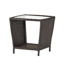 Load image into Gallery viewer, Trenton - Outdoor Side Table With Glass Top - Brown Rattan