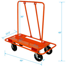 Load image into Gallery viewer, Heavy Duty Drywall Sheet Cart & Panel Dolly With 2400Lbs Capacity, Mold On Rubber Wheels, Steel Construction - Orange