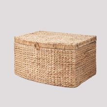 Load image into Gallery viewer, Rectangular Curve Water Hyacinth Woven Wicker Trunk With Handles For Clothes Toys Magazines And Book Storage - Natural / Light Brown