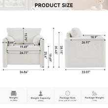 Load image into Gallery viewer, Fixed Modern Accent Chair Single Seater Plush Chenille Lounge Chair With High Resilience Cushion - Ivory White