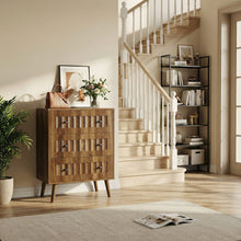 Load image into Gallery viewer, 3 Drawer Dresser, Storage Cabinet With Vertical Grooves For Bedroom - Walnut