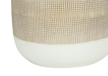 Load image into Gallery viewer, Ceramic Round Table Lamp With Beige Drum Shade - Brown And White