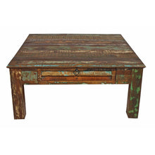 Load image into Gallery viewer, Square Distressed Wooden Coffee Table - Green and Brown