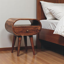 Load image into Gallery viewer, 21" Solid Wood Oval One Drawer Nightstand - Brown
