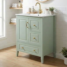 Load image into Gallery viewer, Retro Bathroom Vanity With Sink, Soft Closing Cabinet & Drawers