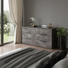 Load image into Gallery viewer, Faux Marble Solid Six Drawer Double Dresser - Gray