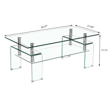 Load image into Gallery viewer, Modern Tempered Glass Coffee Table With 2 Tier Storage For Living Room