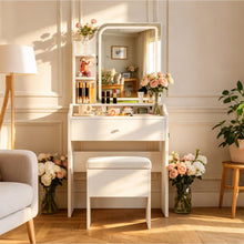 Load image into Gallery viewer, Smart LED Mirror Vanity Set With Storage For Bedrooms - Cream White