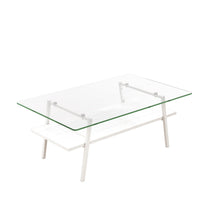 Load image into Gallery viewer, Rectangle Coffee Table, Tempered Glass Tabletop With Metal Legs, Modern Table For Living Room