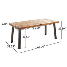 Load image into Gallery viewer, Della - Modern Industrial Dining Table With Acacia Wood Top - Teak