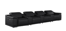 Load image into Gallery viewer, 175" Leather Reclining Stainless Steel USB Sofa - Black
