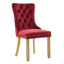 Load image into Gallery viewer, Tufted Velvet Solid Wood Dining Side Chairs (Set of 2) - Gold / Red