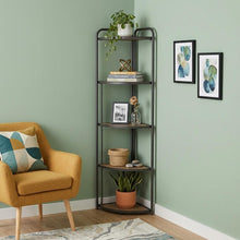 Load image into Gallery viewer, Five Tier Corner Bookcase - Black / Brown