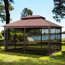 Load image into Gallery viewer, 13 0 Outdoor Patio Gazebo Canopy Tent With Ventilated Double Roof And Mosquito Net (Detachable Mesh Screen On All Sides) Suitable For Lawn Garden Backyard And Deck Top - Brown