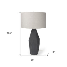 Load image into Gallery viewer, 30" Ceramic Round Bedside Lamp With Beige Drum Shade - Black