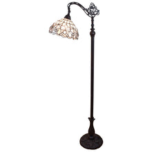 Load image into Gallery viewer, 12" x 12" x 62" Traditional Shaped Floor Lamp With White Stained Glass Bowl Shade - Brown