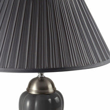 Load image into Gallery viewer, Metal Urn Table Lamp With Gray Empire Shade - Gray And Silver