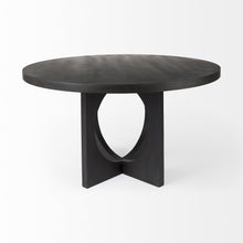 Load image into Gallery viewer, 54" Rounded Solid Wood Pedestal Base Dining Room Table - Black