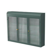 Load image into Gallery viewer, Arched Wall Mounted Cabinet, 3 Door Storage For Kitchen - Dark Green