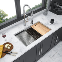 Load image into Gallery viewer, 33" Undermount Kitchen Sink Single Bowl Stainless Steel Ledge Workstation In Brushed Nickel, 16 Gauge 304 Stainless Steel, 33 X 19 X 9 Inch