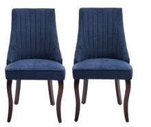 Load image into Gallery viewer, Tufted Solid Wood Dining Side Chairs (Set of 2) - Blue / Brown