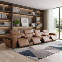 Load image into Gallery viewer, Top Grain Leather Reclining Metal USB Sofa (720422) - Chestnut
