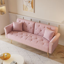 Load image into Gallery viewer, Luxurious Sofa Bed With Nail Head Trim And Matching Pillow