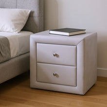 Load image into Gallery viewer, Velvet Two Drawer Nightstand - Light Gray