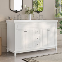 Load image into Gallery viewer, Bathroom Vanity With Double Sinks, 3 Drawers & 4 Doors, Soft Close, All Open Back Design - White