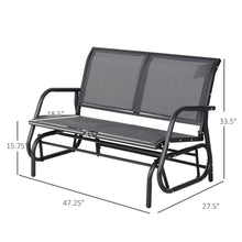 Load image into Gallery viewer, Outsunny - 2 Person Outdoor Glider Bench, Patio Double Swing Rocking Chair Loveseat With Powder Coated Steel Frame For Backyard Garden Porch - Gray