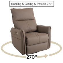 Load image into Gallery viewer, 29.92" 270 Power Swivel Rocker Recliner Chair, Electric Glider Reclining Sofa With USB Ports, Power Swivel Glider, Rocking Chair Nursery Recliners For Living Room Bedroom