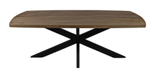 Load image into Gallery viewer, 82" Solid Wood And Iron Pedestal Base Dining Table - Natural / Black