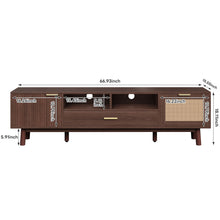 Load image into Gallery viewer, TV Stand For 75" TVs With Soft Closing Doors, Console With Accents And Drop Down Cabinet - Dark Brown