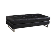 Load image into Gallery viewer, Faux Leather Ottoman - Black / Silver